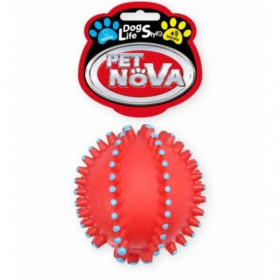 Дентална играчка за кучета PET NOVA - топка с бодлички и звук, 10,5 см